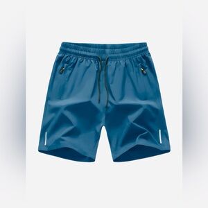 🌟NWT Athletic Performance Shorts with Zippered Pockets-Peacock